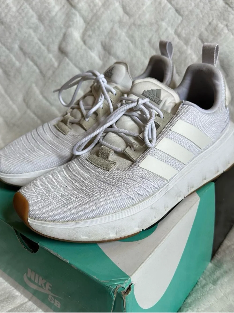 adidas Men’s White Sneakers with Gum Toe Accents size 11